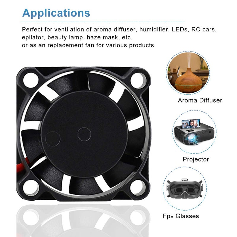 GDSTIME 2 Pack 25mm 5V Fan - Mini 25x25x7mm 2-Pin Brushless DC Cooling Fans for Aroma Diffuser Projector Incubator - Image 5